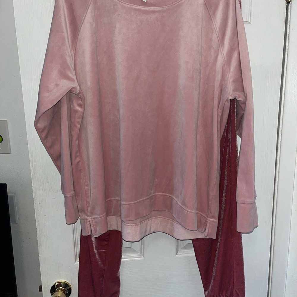 Time and Tru Blush Velour Top